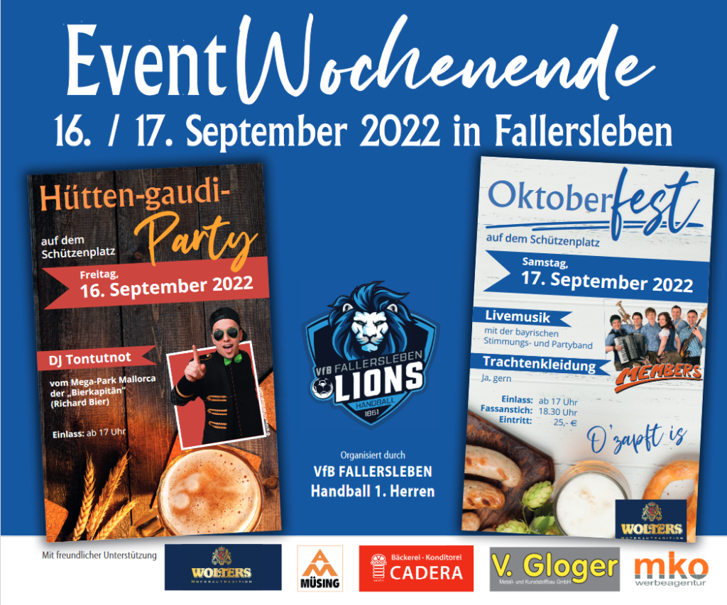 Hüttengaudi und Oktoberfestwochenende 16.09./17.09.2022 – Offizieller Kartenvorverkauf ab 28.07.2022